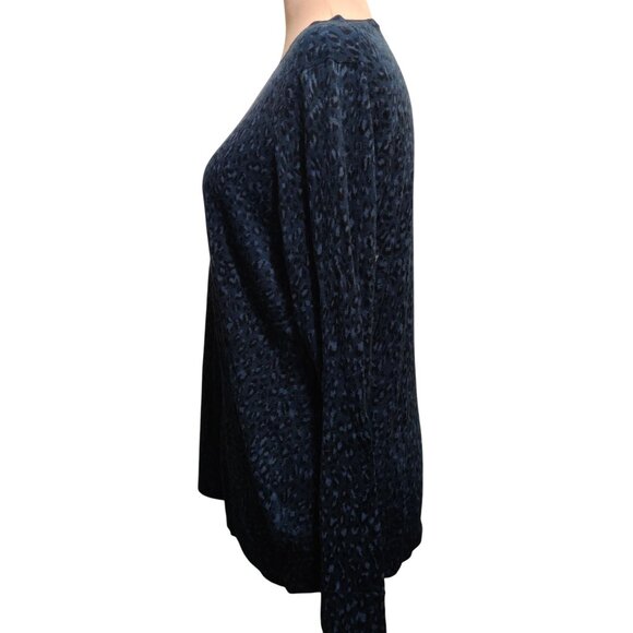 Amazon Essentials XL Navy Blue Leopard Print Sweater V Neck Long Sleeve Pullover - Picture 3 of 12